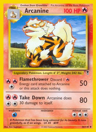 Arcanine 36/110 Uncommon Pokemon Card (Legendary Collection)