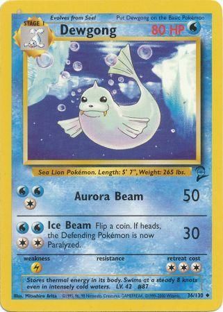 Dewgong 36/130 Uncommon Pokemon Card (Base Set 2)