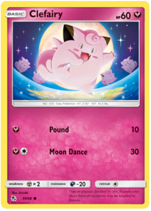 Clefairy 39/68 Common Reverse Holo Pokemon Card (Hidden Fates)