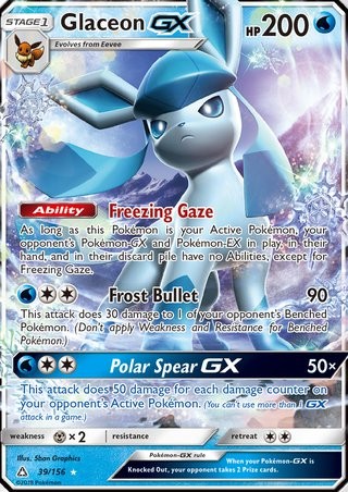 Glaceon GX 39/156 Ultra Rare Pokemon Card (Ultra Prism)