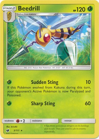 Beedrill 3/111 Rare Pokemon Card (SM Crimson Invasion)