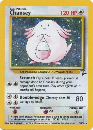 Chansey 3/130 Rare Holo Pokemon Card (Base Set 2)