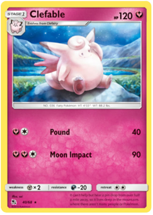 Clefable 40/68 Rare Pokemon Card (Hidden Fates)