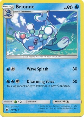 Brionne 40/149 Uncommon Reverse Holo Pokemon Card (Sun & Moon Base Set)