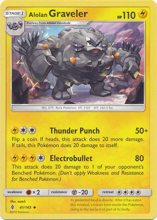 Alolan Graveler 41/145 Uncommon Pokemon Card (SM Guardians Rising)