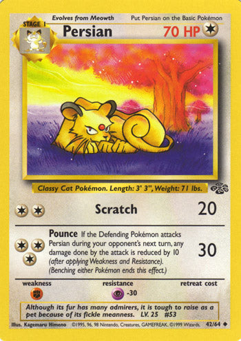 Persian 42/64 Uncommon Pokemon Card (Jungle Set)