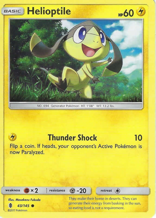 Helioptile 43/145 Common Pokemon Card (SM Guardians Rising)