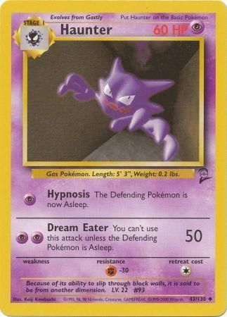 Haunter 43/130 Uncommon Exc. Cond. Pokemon Card (Base Set 2)