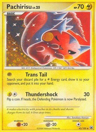 Pachirisu 43/100 Uncommon Pokemon Card (Majestic Dawn)