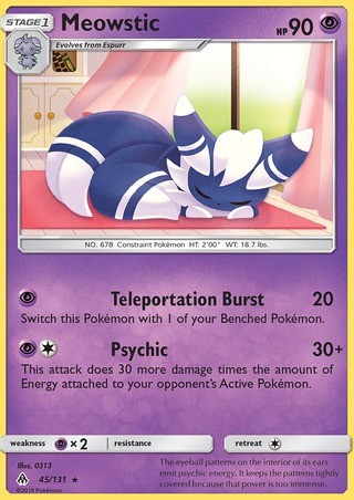 Meowstic 45/131 Rare Pokemon Card (Forbidden Light)