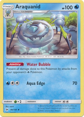 Araquanid 46/149 Uncommon Reverse Holo Pokemon Card (Sun & Moon Base Set)