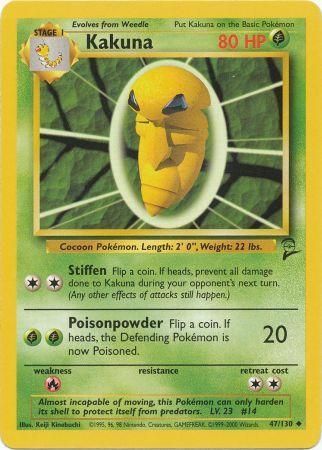 Kakuna 47/130 Uncommon Pokemon Card (Base Set 2)