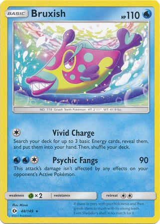 Bruxish 48/149 Rare Reverse Holo Pokemon Card (Sun & Moon Base Set)