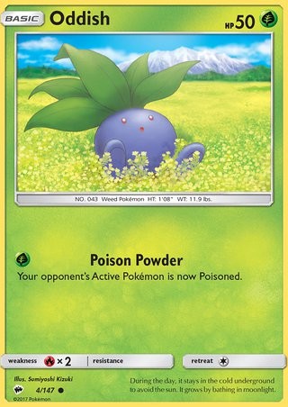Oddish 4/147 Common Reverse Holo Pokemon Card (Burning Shadows)