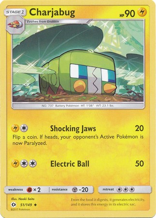 Charjabug 51/149 Uncommon Pokemon Card (Sun & Moon Base Set)