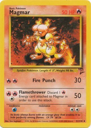 Magmar 51/130 Uncommon Pokemon Card (Base Set 2)