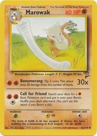 Marowak 52/130 Uncommon Pokemon Card (Base Set 2)