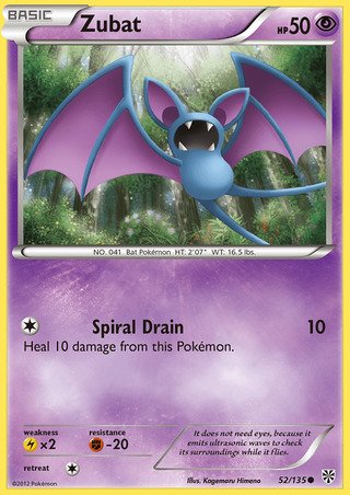 Zubat 52/135 Common Pokemon Card (Plasma Storm)