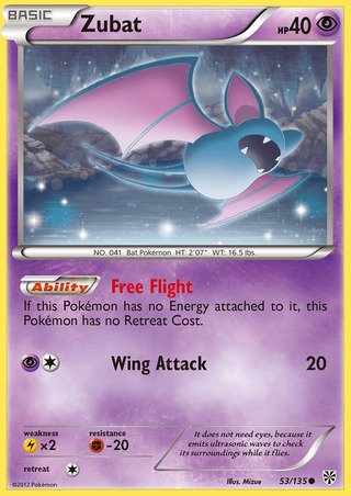 Zubat 53/135 Common Pokemon Card (Plasma Storm)
