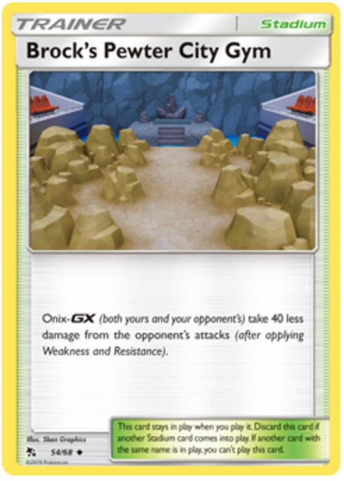 Brock's Pewter City Gym 54/68 Uncommon Pokemon Card (Hidden Fates)