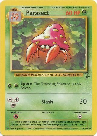 Parasect 55/130 Uncommon Pokemon Card (Base Set 2)