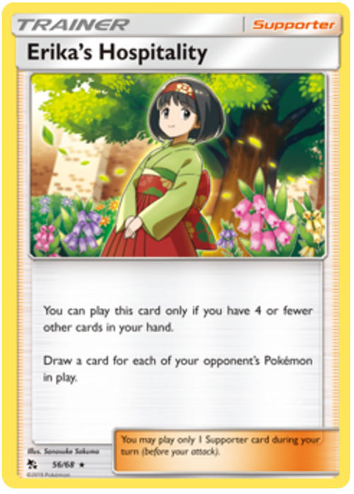 Erika's Hospitality 56/68 Rare Reverse Holo Pokemon Card (Hidden Fates)