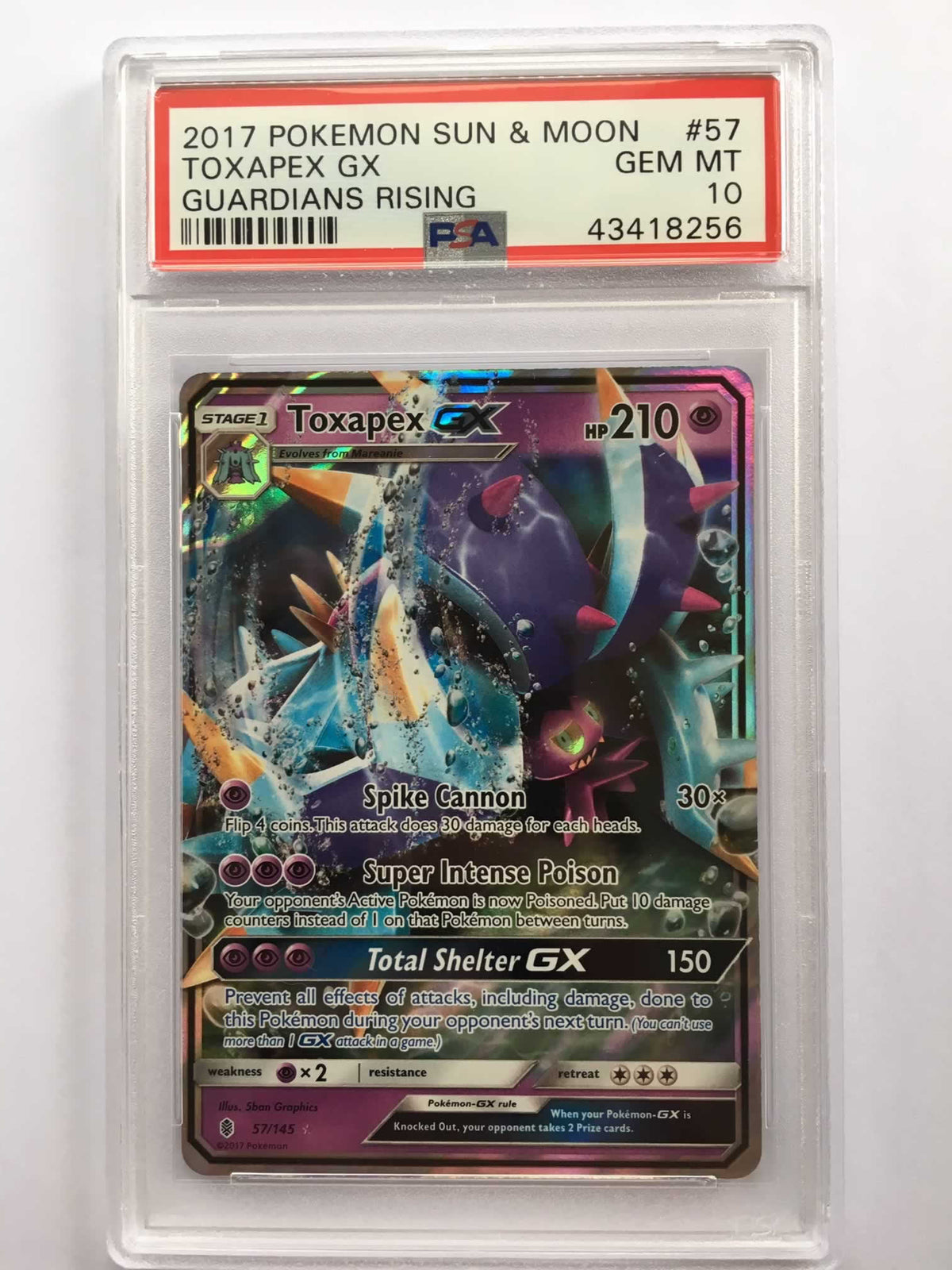 Toxapex GX 57/145 Regular Art PSA 10 Gem Mint Card (Guardians