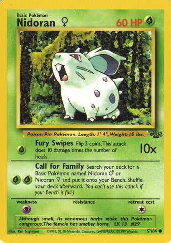 Nidoran Female 57/64 Common Pokemon Card (Jungle Set)