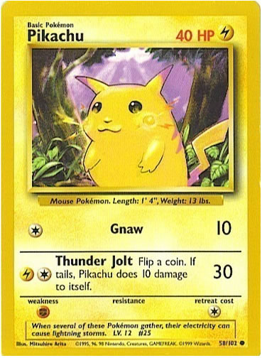 Pikachu 58/102 Common Pokemon Card (Base Set)