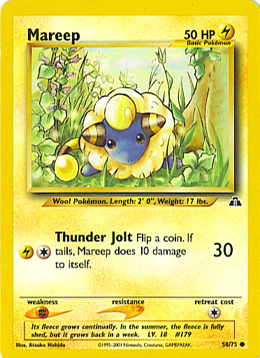Mareep 58/75 Common 1st Edition Pokemon Card (Neo Discovery)