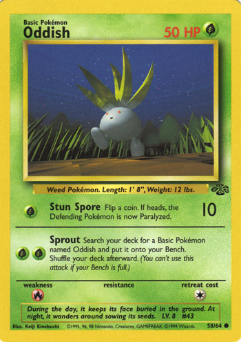 Oddish 58/64 Common Pokemon Card (Jungle Set)
