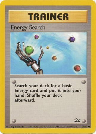 Energy Search 59/62 Exc. Cond. Common Pokemon Card (Fossil Set)