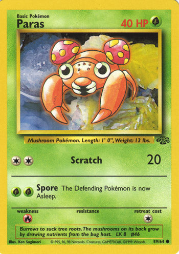 Paras 59/64 Common Pokemon Card (Jungle Set)