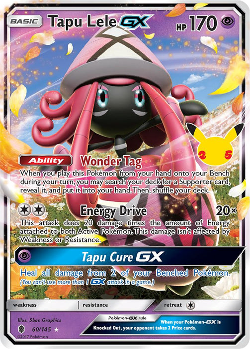 Tapu Lele GX 60/145 (Guardians Rising) Ultra Rare Pokemon Card (Celebrations Classic Collection)