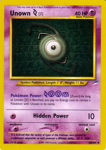 Unown Z 60/105 Neo Destiny Uncommon Pokemon Card (Neo Destiny)
