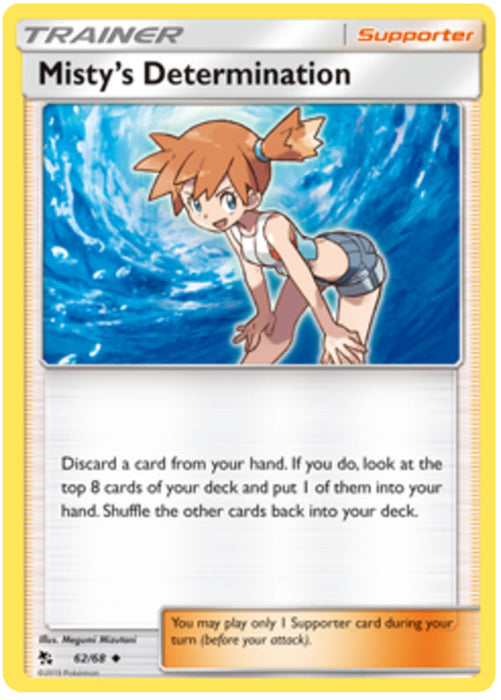 Misty's Determination 62/68 Uncommon Reverse Holo Pokemon Card (Hidden Fates)