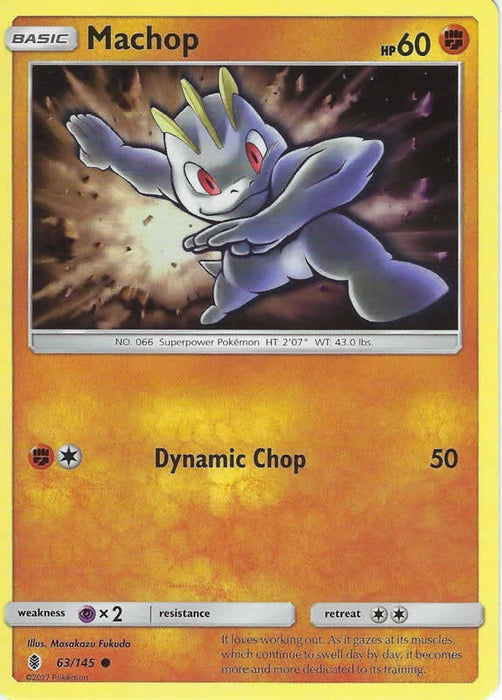 Machop 63/145 Common Reverse Holo Pokemon Card (SM Guardians Rising)