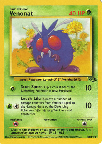 Venonat 63/64 Common Pokemon Card (Jungle Set)