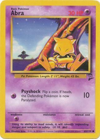 Abra 65/130 Common Exc. Cond. Pokemon Card (Base Set 2)