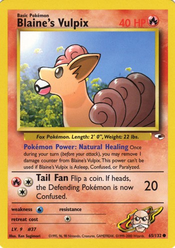 Blaine's Vulpix 65/132 Common Pokemon Card (Gym Heroes)