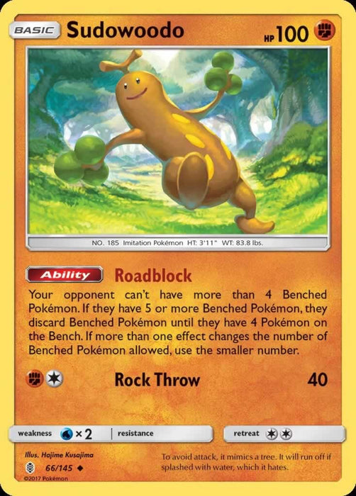 Sudowoodo 66/145 Uncommon Pokemon Card (SM Guardians Rising)