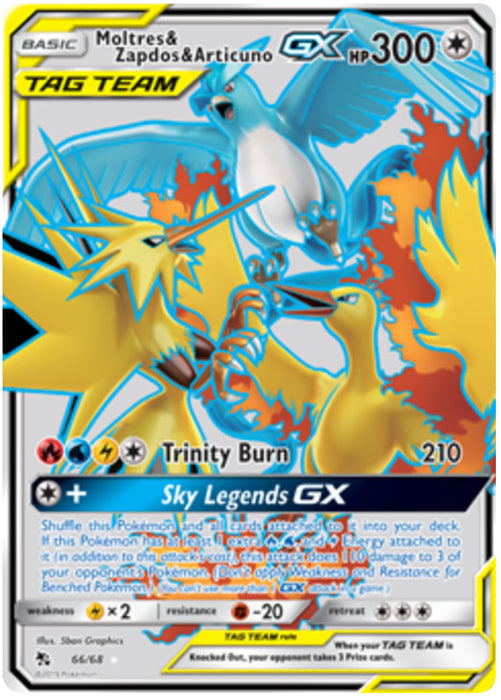 Moltres & Zapdos & Articuno Tag Team GX 66/68 Pokemon Card (Hidden Fates)