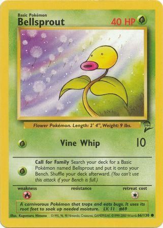 Bellsprout 66/130 Common Pokemon Card (Base Set 2)