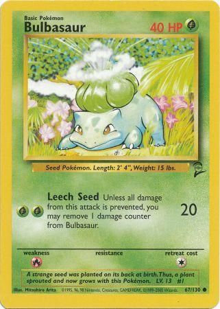 Bulbasaur 67/130 Common Pokemon Card (Base Set 2)