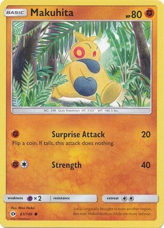 Makuhita 67/149 Common Pokemon Card (Sun & Moon Base Set)