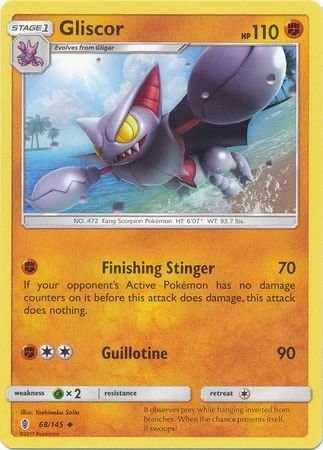 Gliscor 68/145 Uncommon Reverse Holo Pokemon Card (SM Guardians Rising)
