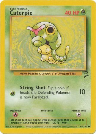 Caterpie 68/130 Common Exc. Cond. Pokemon Card (Base Set 2)