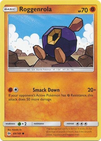 Roggenrola 69/149 Common Reverse Holo Pokemon Card (Sun & Moon Base Set)