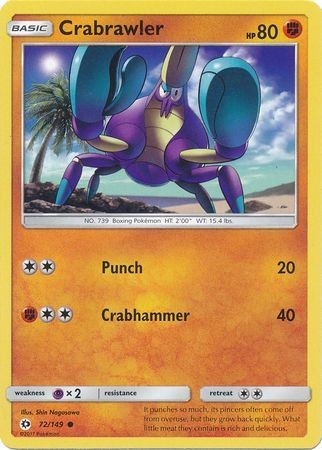 Crabrawler 72/149 Common Pokemon Card (Sun & Moon Base Set)