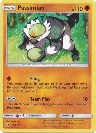 Passimian 73/149 Uncommon Reverse Holo Pokemon Card (Sun & Moon Base Set)